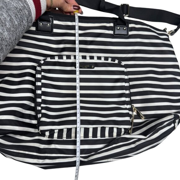 Kate Spade New York Bon Voyage Foldable Travel Duffle Bag β Black & White Stripe - Picture 17 of 17